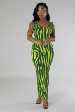 Zebra-Print Sleeveless Maxi Dress QYMF-3146