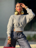 O Neck Long Sleeve Short Sweatshirts GYLN-0312