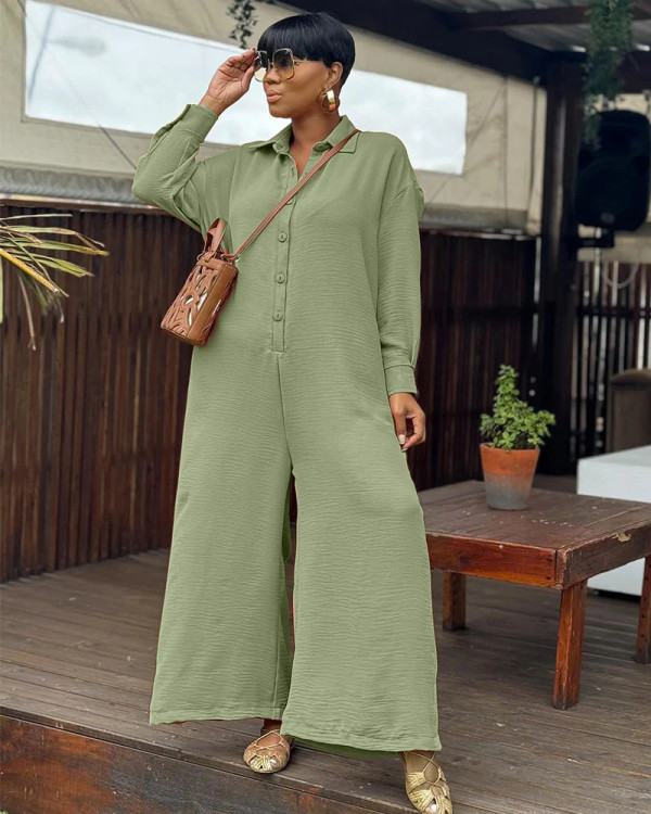 Plus Size Solid Color Loose Wide Leg Jumpsuit GQLK-KG1169