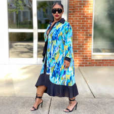 Plus Size Print Irregular Loose Shirt Dress NNWF-8028