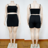 Plus Size Solid Color Sling Vest Culottes Suit NNWF-7199