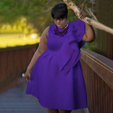 Plus Size Sleeveless Solid Color Midi Dress NNWF-3039