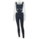 Blackless Hollow Out Tight Sport Jumpsuit GJYO-006302