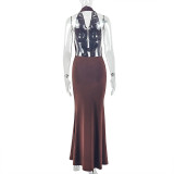 Sleeveless Backless Ruched Maxi Dress GJYO-303885