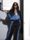 Denim Patchwork Coat And Pants Two Piece Set SH-391297