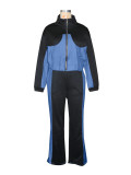 Denim Patchwork Coat And Pants Two Piece Set SH-391297