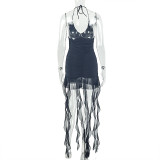Halterneck V Neck Bckless Mini Dress GJYO-303828