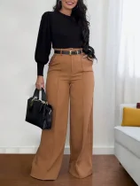 Loose Solid Color Straight Suit Pants SH-391409