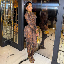 Mesh Long Sleeve Bodysuit Tight Two Piece Pants Set GSBD-D25ST200