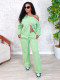 Long Sleeve Solid Color Two Piece Pants Set SH-391434