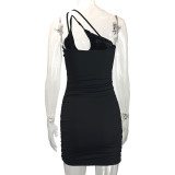 Ruched Slash Shoulder Mini Dress YMYF-8923
