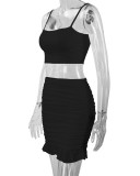 Sexy Sling Vest Ruched Two Piece Skirts Set YMYF-0881