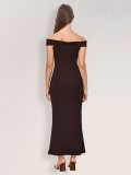 One Shoulder Solid Color Maxi Dress GZJF-10152