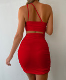 Hollow Out Single Shoulder Mini Dress YMYF-8925