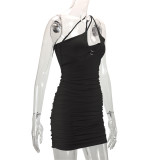 Ruched Slash Shoulder Mini Dress YMYF-8923