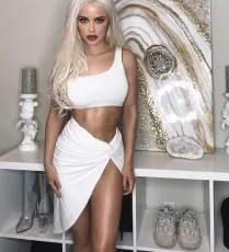 Single Shoulder Tank Top Irregular Skirt 2 Piece Set YMYF-0896