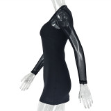 Mesh Long Sleeve Halterneck Mini Dress GJYO-303758