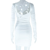 Long Sleeve V Neck Backless Mini Dress GJYO-756677