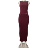 Sleeveless Irregular Tops Long Skirt 2 Piece Set GAXB-W225ST