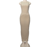 Sleeveless Irregular Tops Long Skirt 2 Piece Set GAXB-W225ST