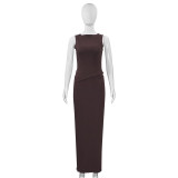 Sleeveless Irregular Tops Long Skirt 2 Piece Set GAXB-W225ST