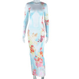 Long Sleeve Print Maxi Dress GJYO-299188