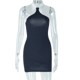 Solid Color Off Shoulder Shirt Neck Mini Dress GJYO-301937