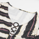 Stripe Print Long Sleeve Mini Dress GAXB-A628DS