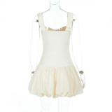 Sleeveless Solid Color Sling Mini Dress FL-25273