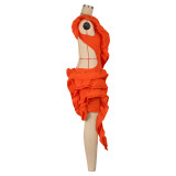 Sleeveless Solid Color Wood Ear Mini Dress AIL-276