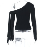 Slash Shoulder Long Sleeve Tops FL-25022