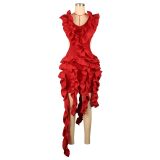 Sleeveless Solid Color Wood Ear Mini Dress AIL-276