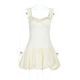 Sleeveless Solid Color Sling Mini Dress FL-25273