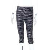 Polka Dots Print Slim Seventh Pants FL-25019