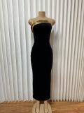 One Shoulder Solid Color Maxi Dress GMYU-9253
