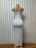 One Shoulder Solid Color Maxi Dress GMYU-9253
