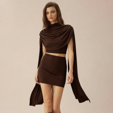 Solid Color Sleeveless Two Piece Skirts Set ANDF-2601