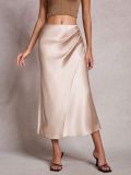 Solid Color Satin Long Skirt ANDF-8140
