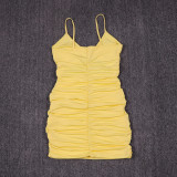 Spaghetti Strap Pleated Sexy Mini Dress YMYF-9266