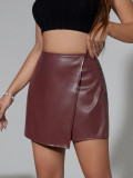 Flap PU Leather Zipper Culottes ANDF-7920