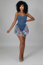 Colorful Print Patchwork Sling Romper XHXF-8595
