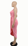 Solid Color Sling V Neck Midi Dress XHXF-257