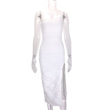 Water Ripple Split Sexy Long Dress YMYF-9251