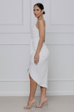Solid Color Sling V Neck Midi Dress XHXF-257