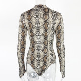 Long Sleeve Snake Print Bodysuit GZJF-1243