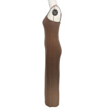 Solid Color Sling Slim Maxi Dress GZJF-10106