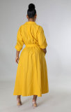 Solid Color Long Sleeve Maxi Dress XHXF-932