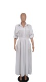 Solid Color Long Sleeve Maxi Dress XHXF-932