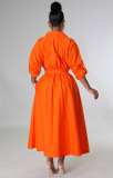 Solid Color Long Sleeve Maxi Dress XHXF-932