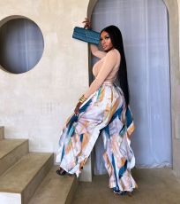 Fashion Print Patchwork Loose Pant GXHF-2011